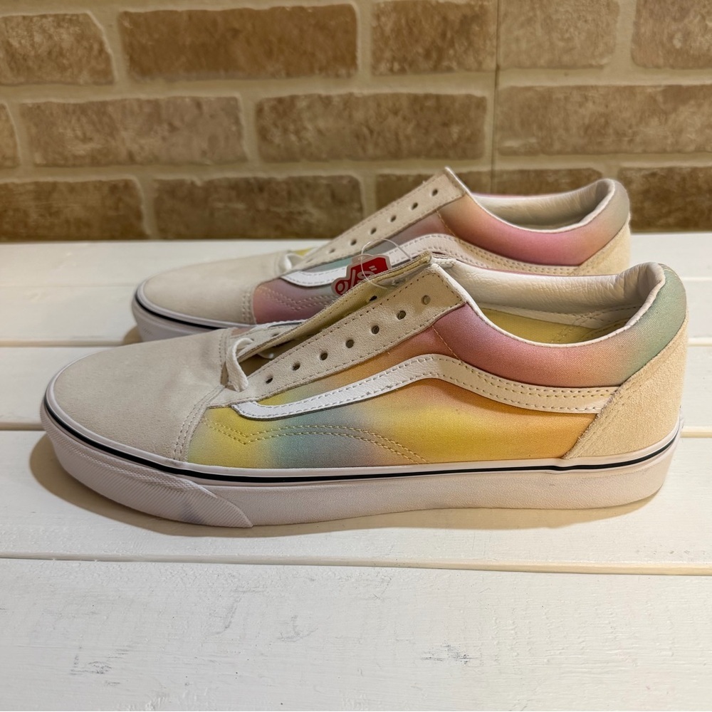 Vans Men’s Old Skool Aura Shift Sneakers Pastel Rainbow Canvas Suede Upper Sz 10